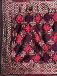 Saree mall Magenta Ethnic Motifs Woven Silk Blend Banarasi Sarees