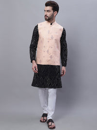 SOJANYA Kurta Labuci Sulam Leheriya dengan Jaket Churidar & Nahru