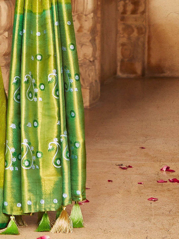 Saree mall Ethnic Motifs Woven Design Zari Kanjeevaram Sarees
