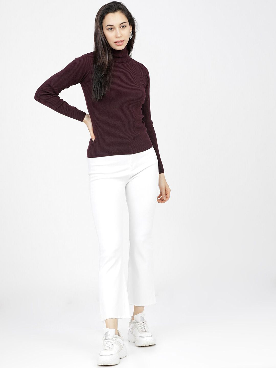 Basics By Tokyo Talkies Women Purple Pullover