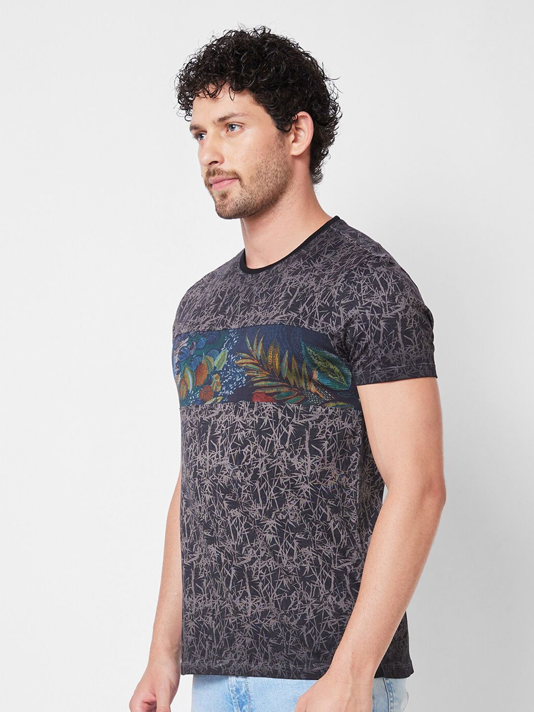SPYKAR Typography Printed Cotton Slim Fit T-shirt