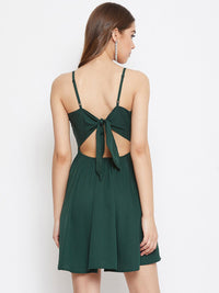 Berrylush Green Twisted Fit and Flare Dress with Cut-Outs
