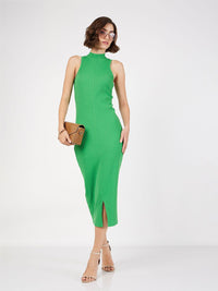 SASSAFRAS High Neck Sheath Midi Dress