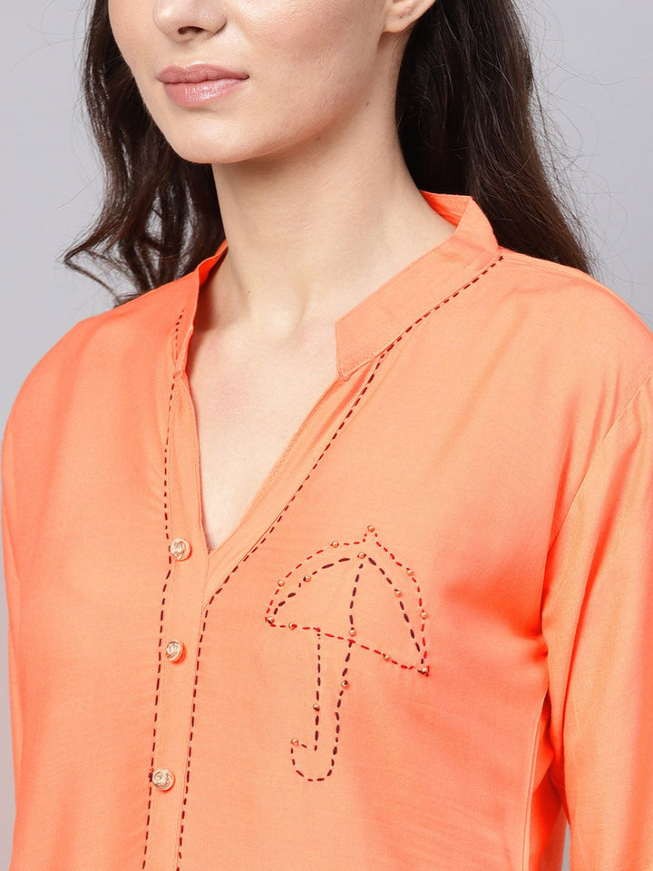 SOJANYA Kurta Lurus Pepejal Warna Peach Wanita