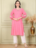 W Women Embroidered Flared Sleeves Thread Work Kurta