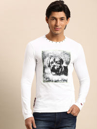 Being Human Men White & Black Graphic Printed Pure Cotton T-shirt