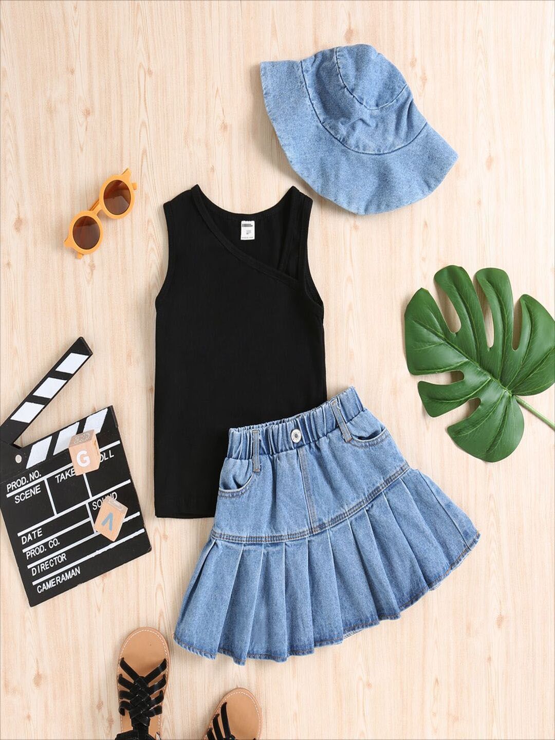 YK Girls Sleeveless Top With Skirt Clothing Set