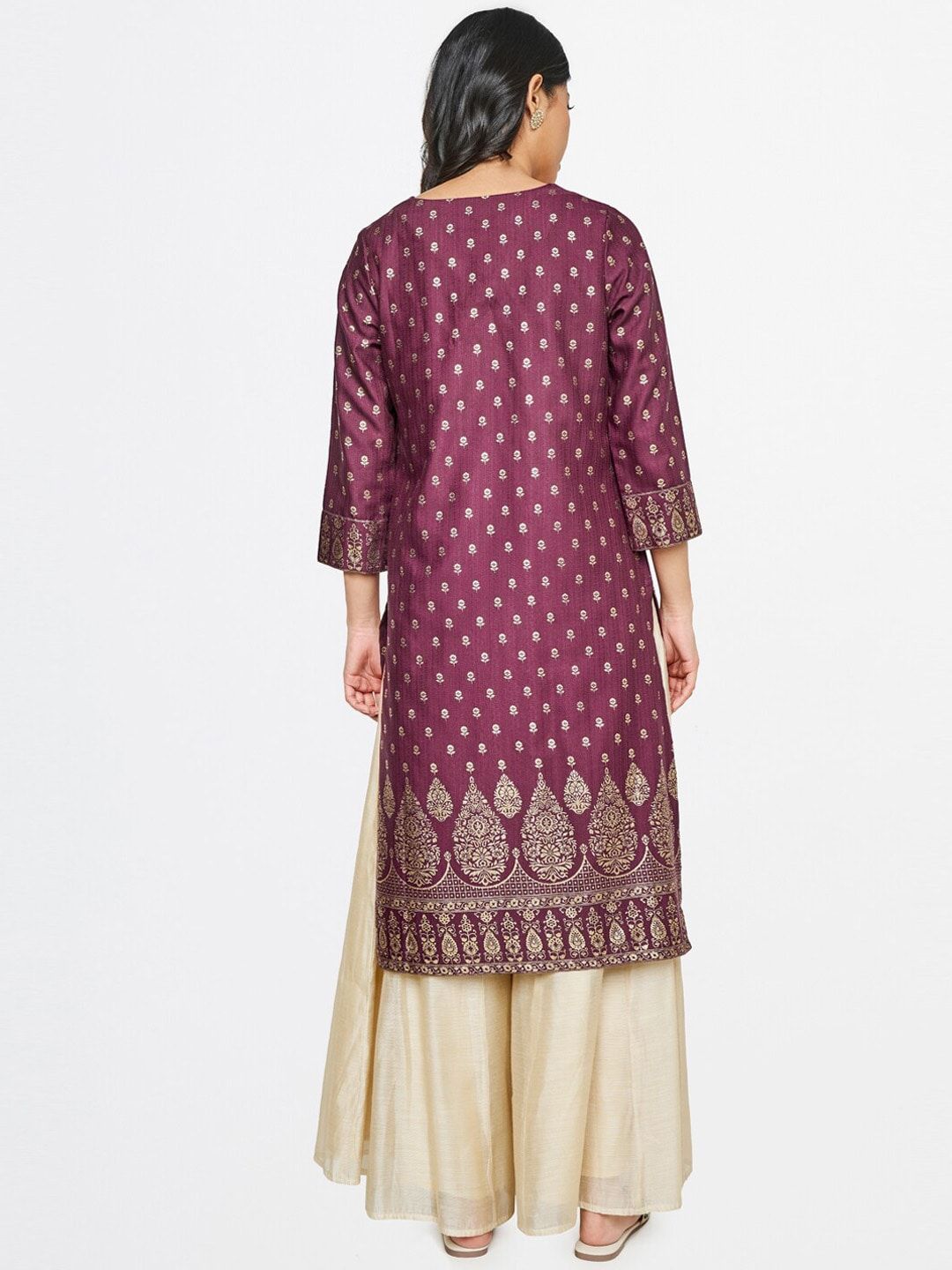 Global Desi Women Purple Ethnic Motifs Printed Kurta