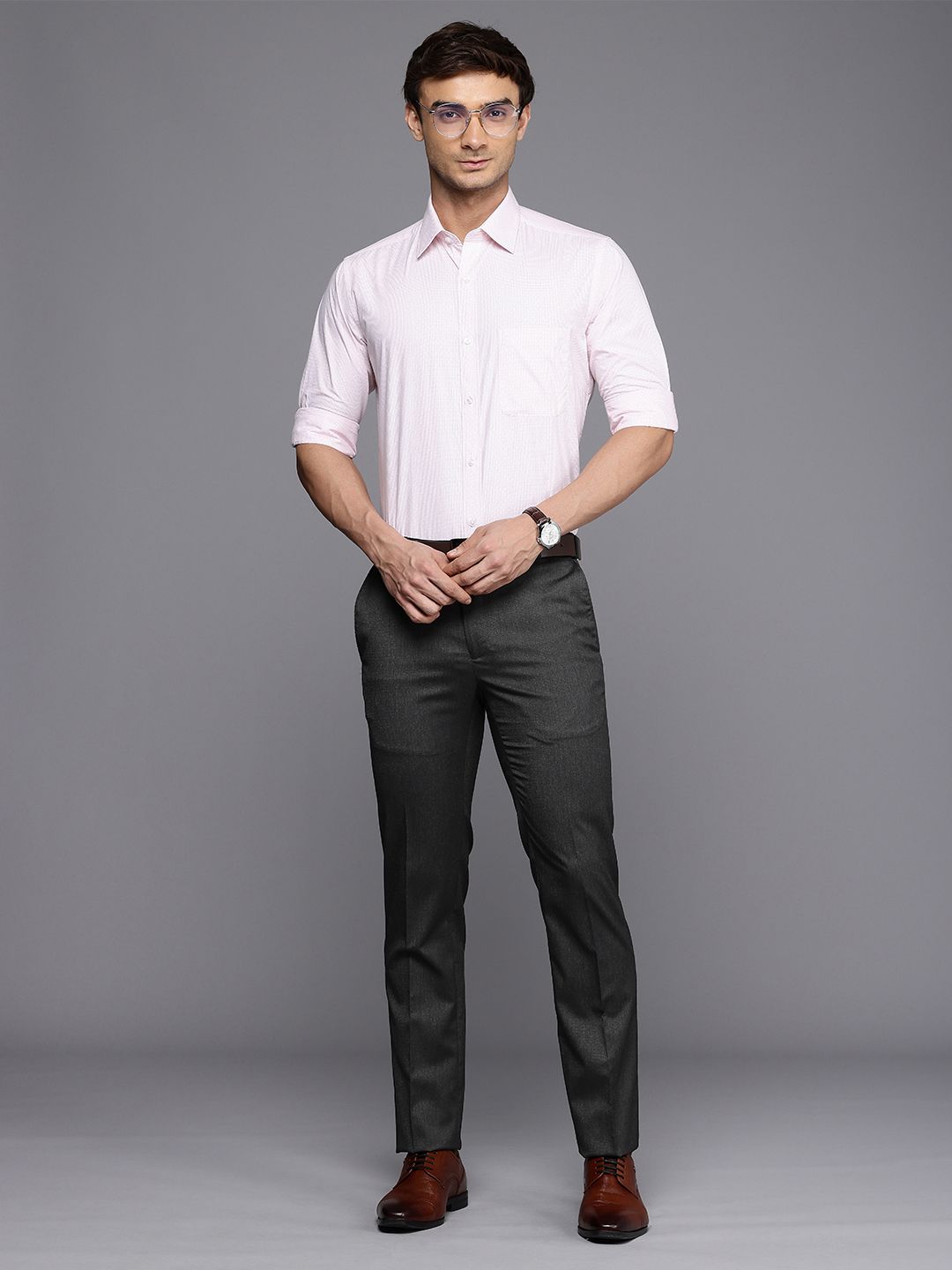 Raymond Men Textured Slim Fit Formal Trousers