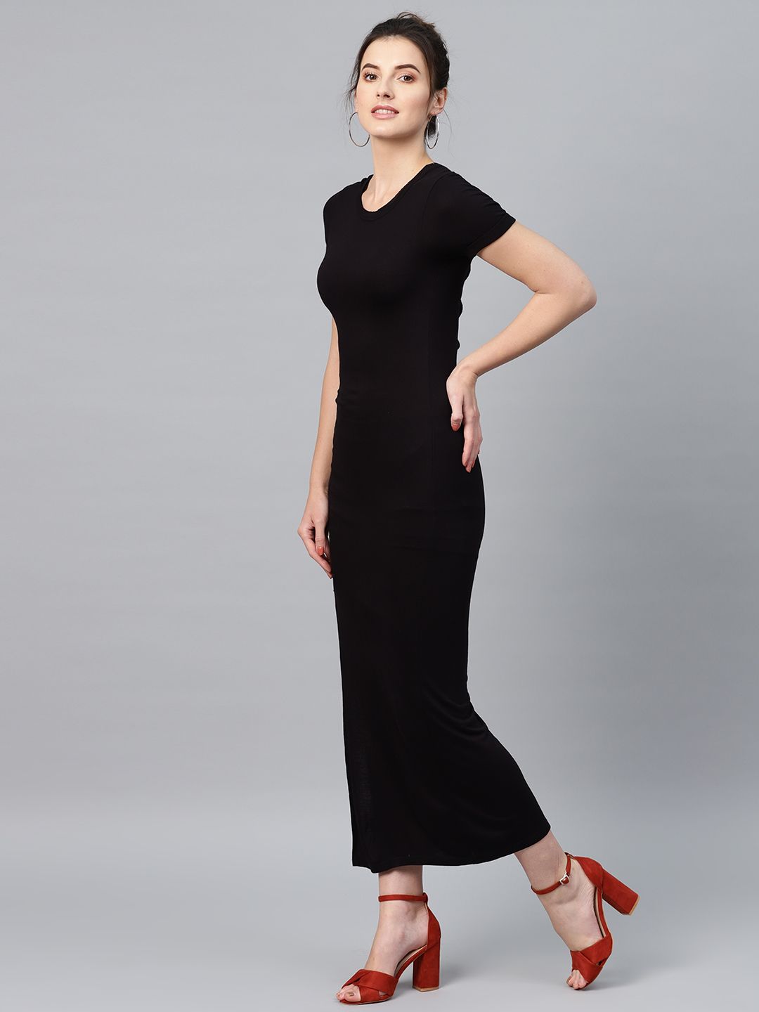 SASSAFRAS Black Styled Back Maxi Dress