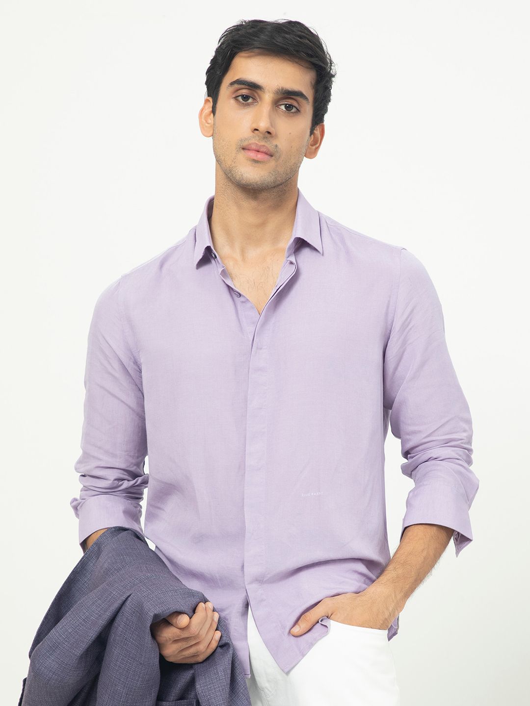 RARE RABBIT Men Throner Regular Fit Spread Collar Shirt