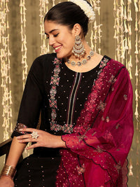 Indo Era Floral Embroidered Regular Thread Work Kurta With Trousers & Dupatta