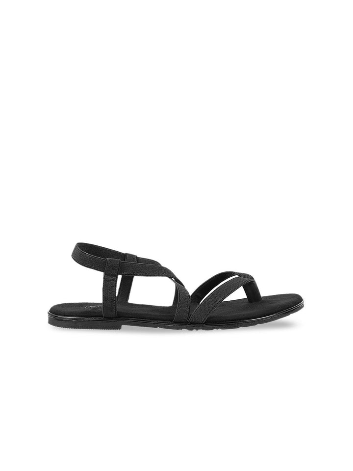 Metro Women Black Solid Open Toe Flats