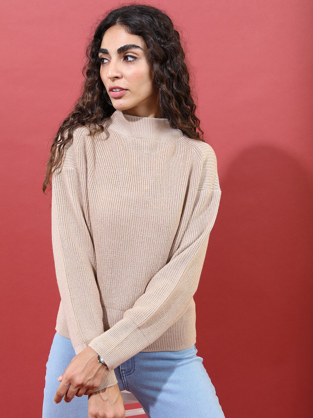 Tokyo Talkies Women Nude-Coloured Pullover