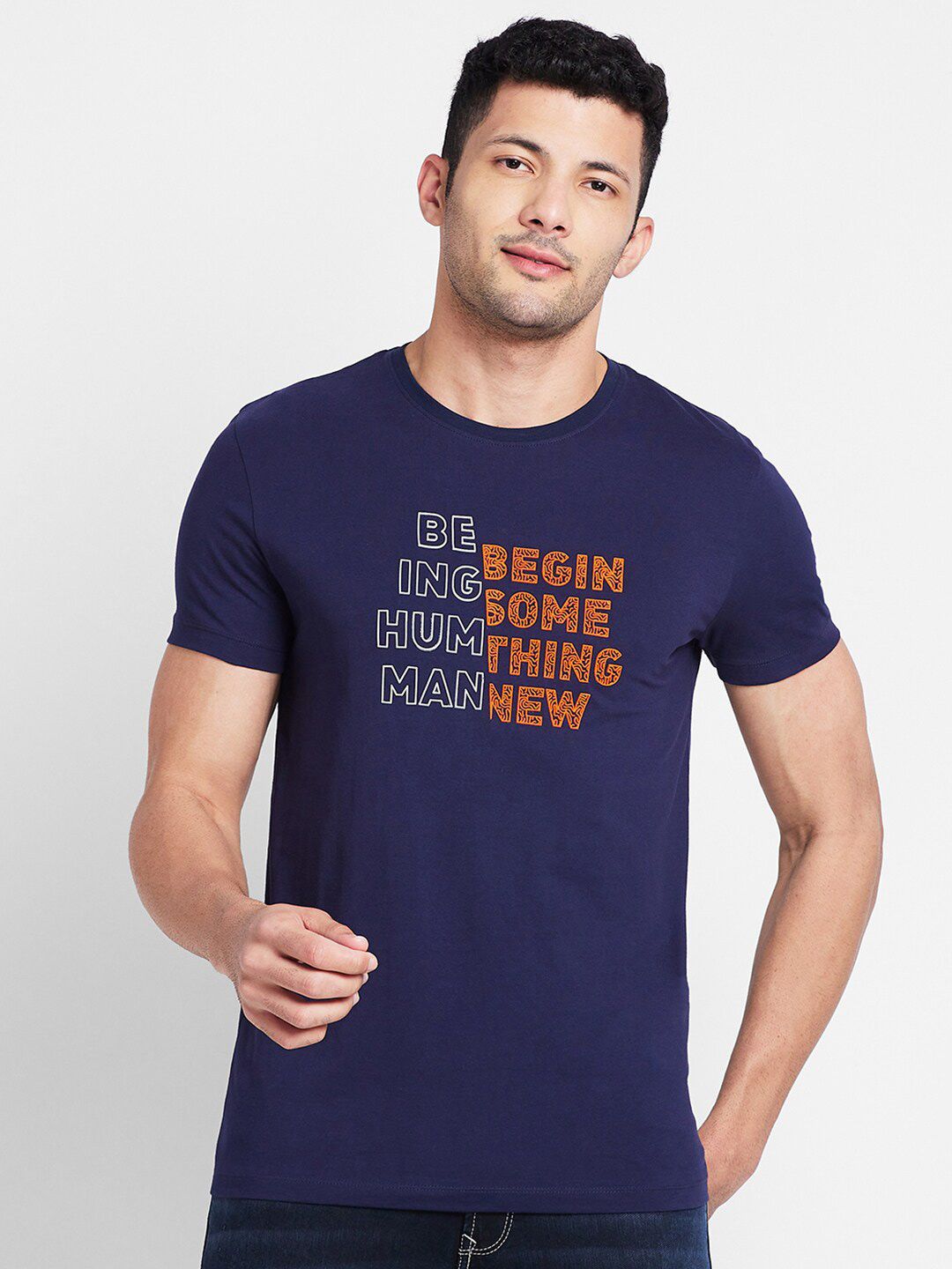 Being Human Typography Printed Regular Fit T-shirt
