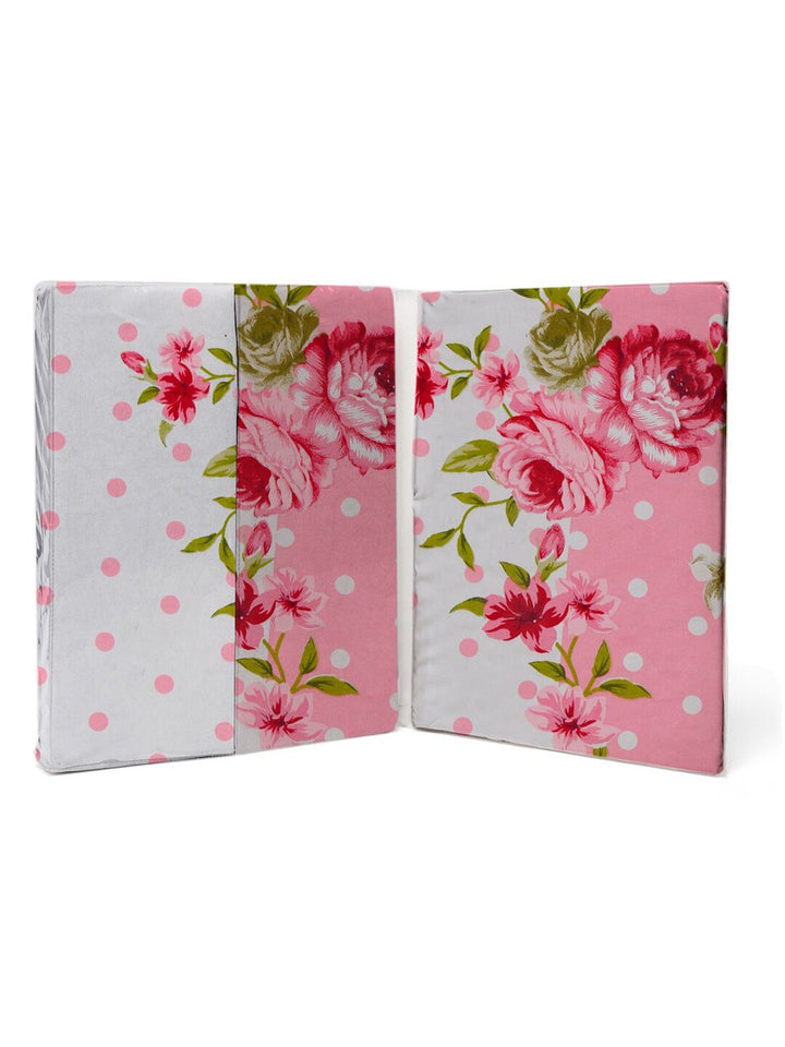 KLOTTHE Floral Print 300 TC Fitted Double King Bedsheet with 2 Pillow Covers