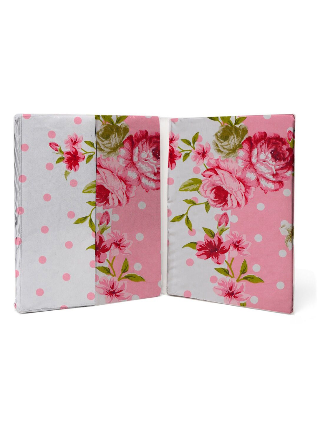 KLOTTHE Floral Print 300 TC Fitted Double King Bedsheet with 2 Pillow Covers