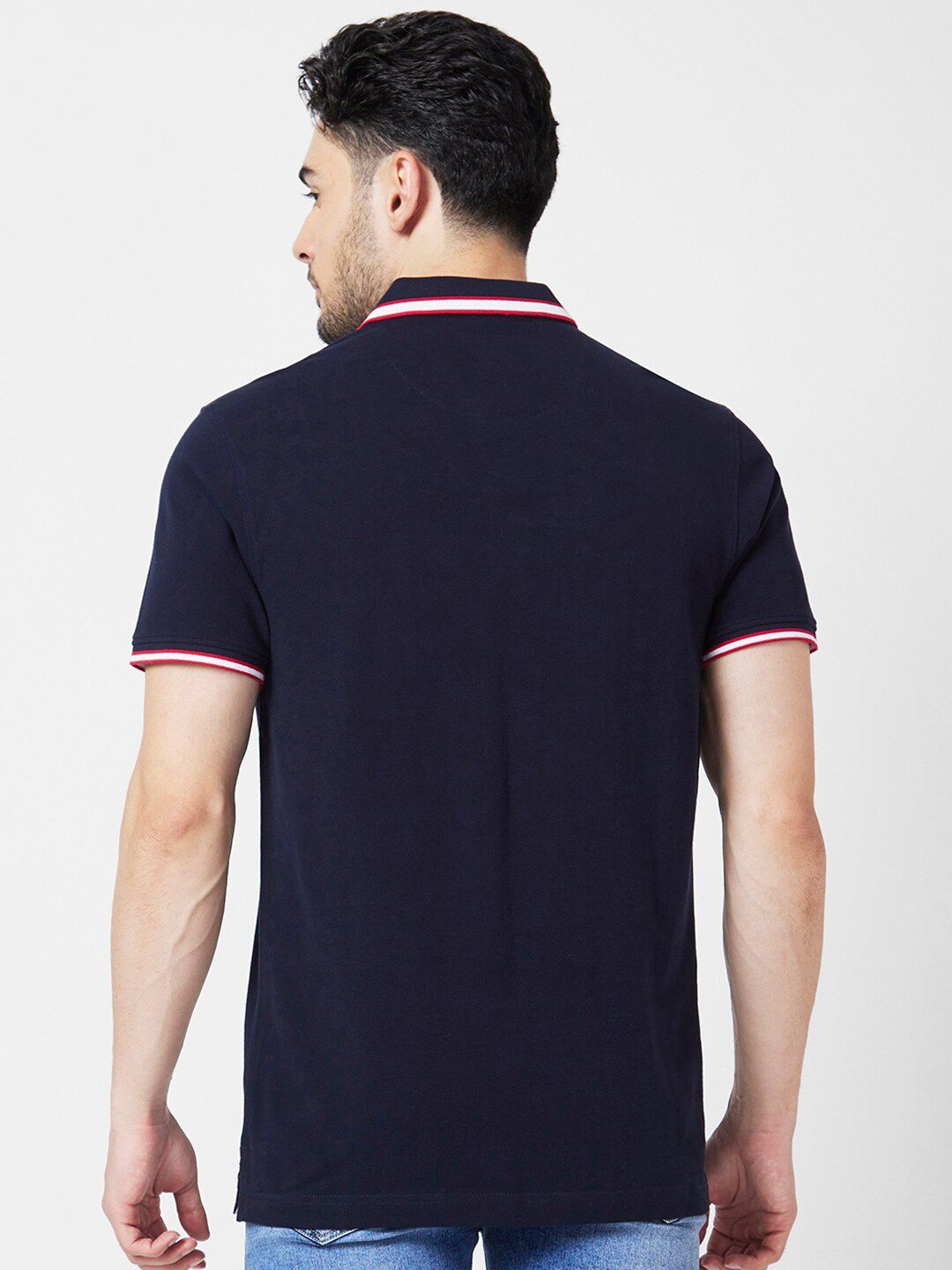 SPYKAR Polo Collar Slim Fit Indigo Cotton Casual T-Shirt