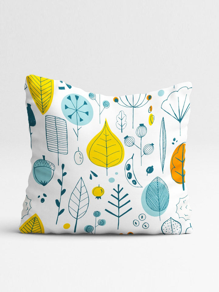 STITCHNEST Yellow & White Set of 5 Floral Square Cushion Covers
