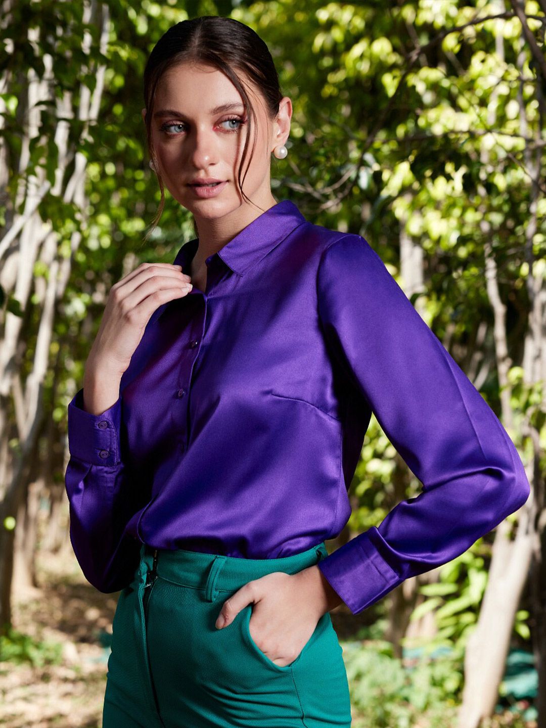 STREET 9 Women Comfort Regular Fit Satin Shirt
