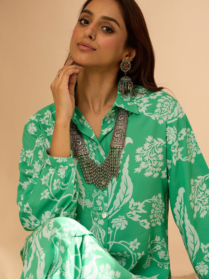 Indo Era Women Floral Printed Regular Kurta with Trousers