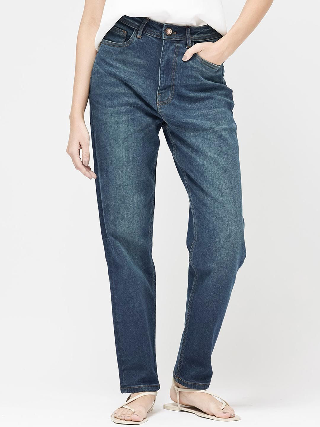 RAREISM Women Comfort Clean Look Light Fade Cotton Jeans
