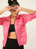 DressBerry Women Pink Solid Lightweight Sporty Jacket