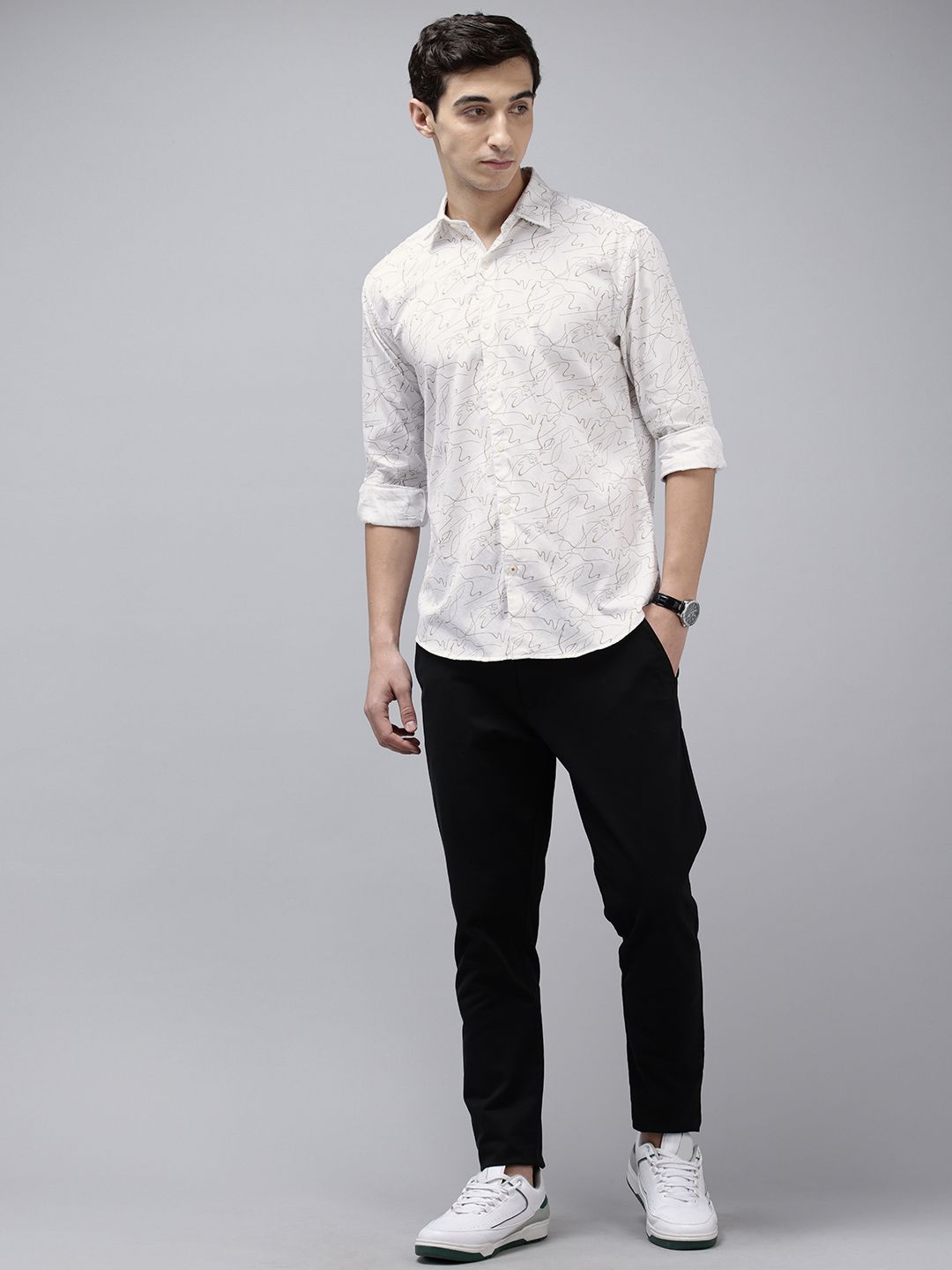Park Avenue Pure Cotton Slim Fit Abstract Printed Casual Shirt