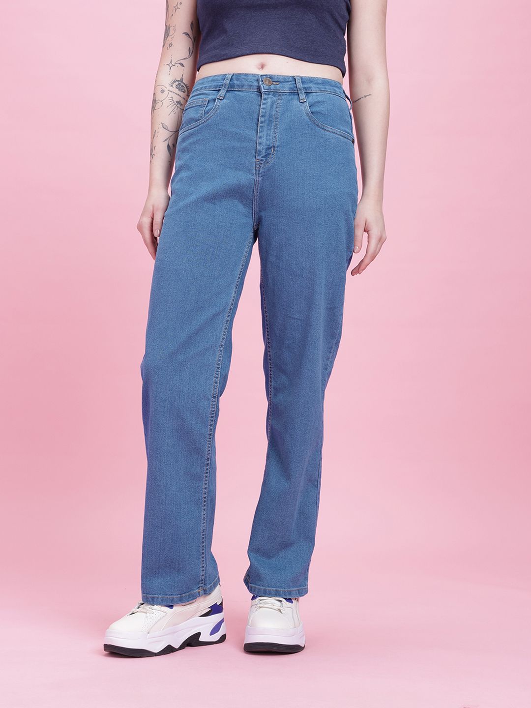 DressBerry Women Straight Fit High-Rise Stretchable Jeans