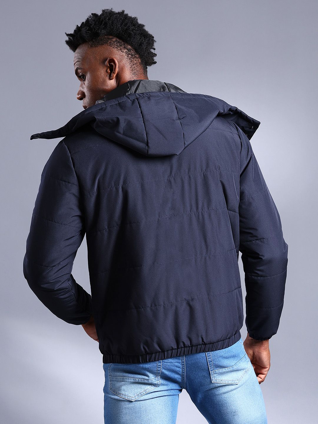The Indian Garage Co Men Zip-Front Bomber Jacket with Detachable Hood