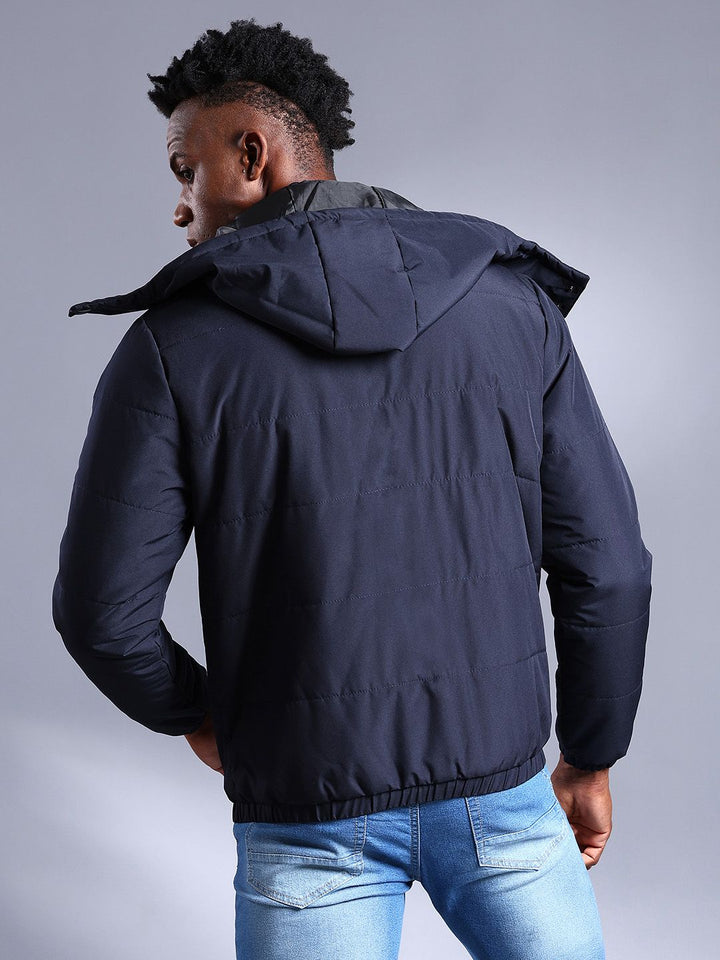 The Indian Garage Co Men Zip-Front Bomber Jacket with Detachable Hood