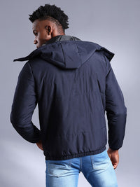 The Indian Garage Co Men Zip-Front Bomber Jacket with Detachable Hood