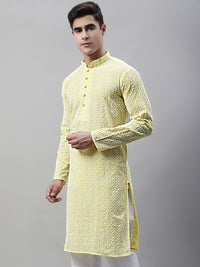 Jompers Embroidered Mandarin Collar Chikankari Kurta