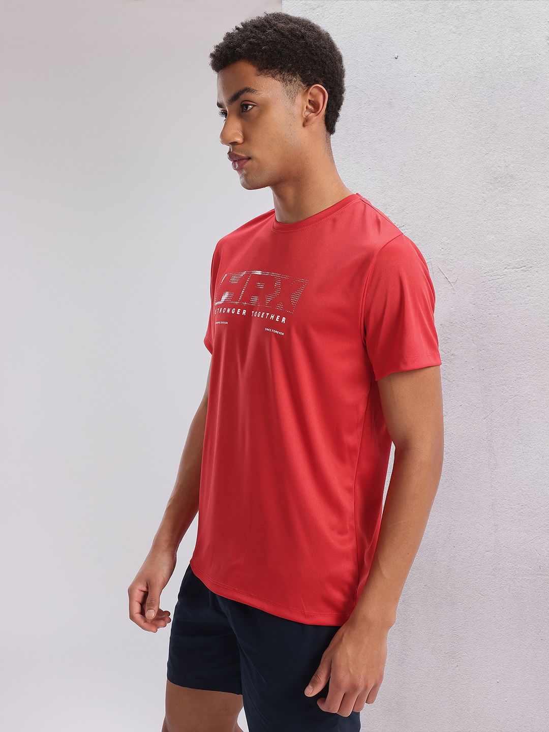 HRX by Hrithik Roshan Twin Collection Brand Logo Printed Rapid-Dry Training T-shirt