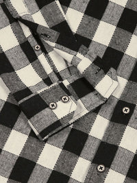 Thomas Scott Men Classic Slim Fit Spread Collar Windowpane Checked Cotton Casual Shirt