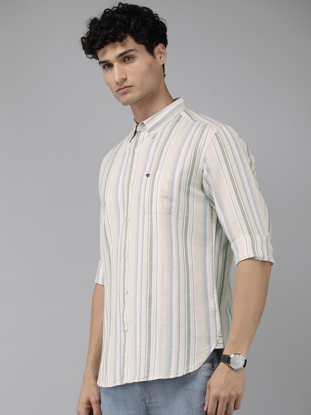 THE BEAR HOUSE Slim Fit Striped Casual Shirt