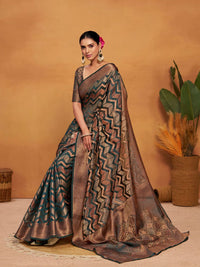 KALINI Woven Banarasi Organza Silk Saree with Blouse Piece
