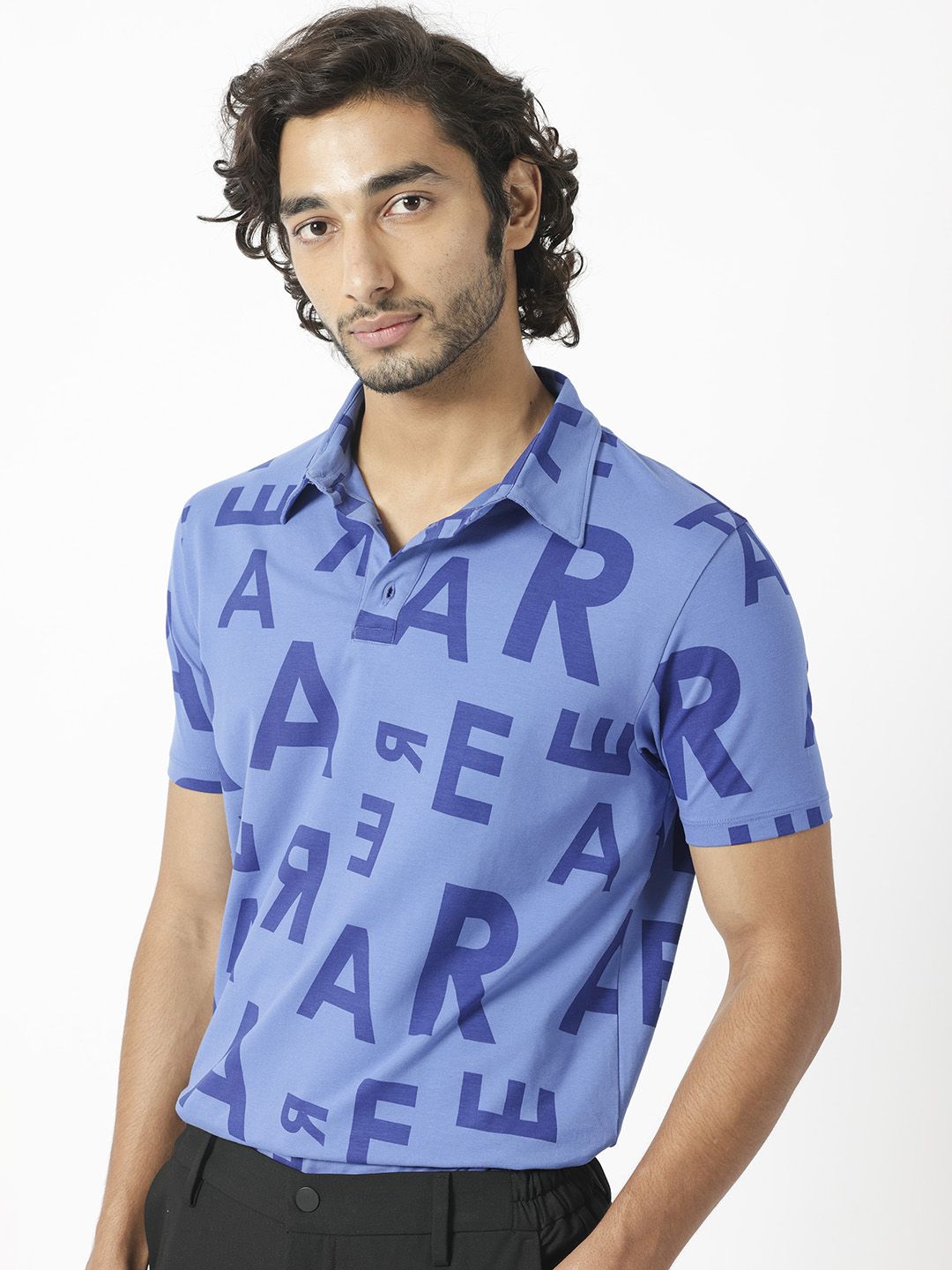 RARE RABBIT Men Rings-4 Slim Fit Solid Polo Collar T-Shirt