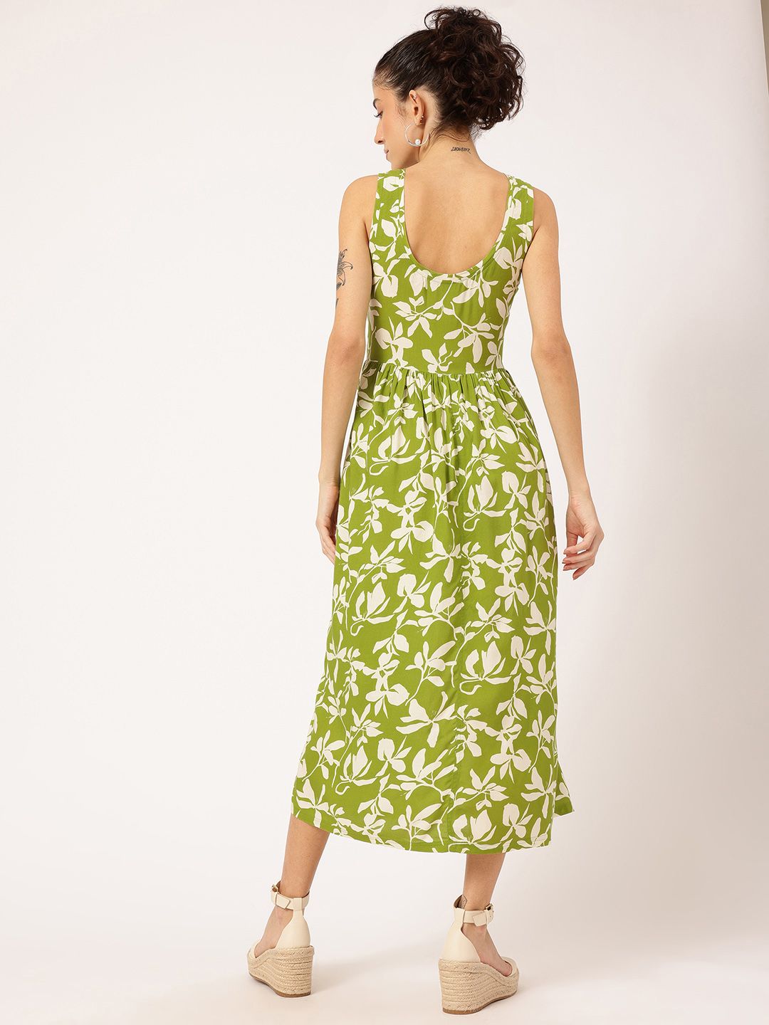 DressBerry Color Pop Petals Floral A-Line Midi Dress