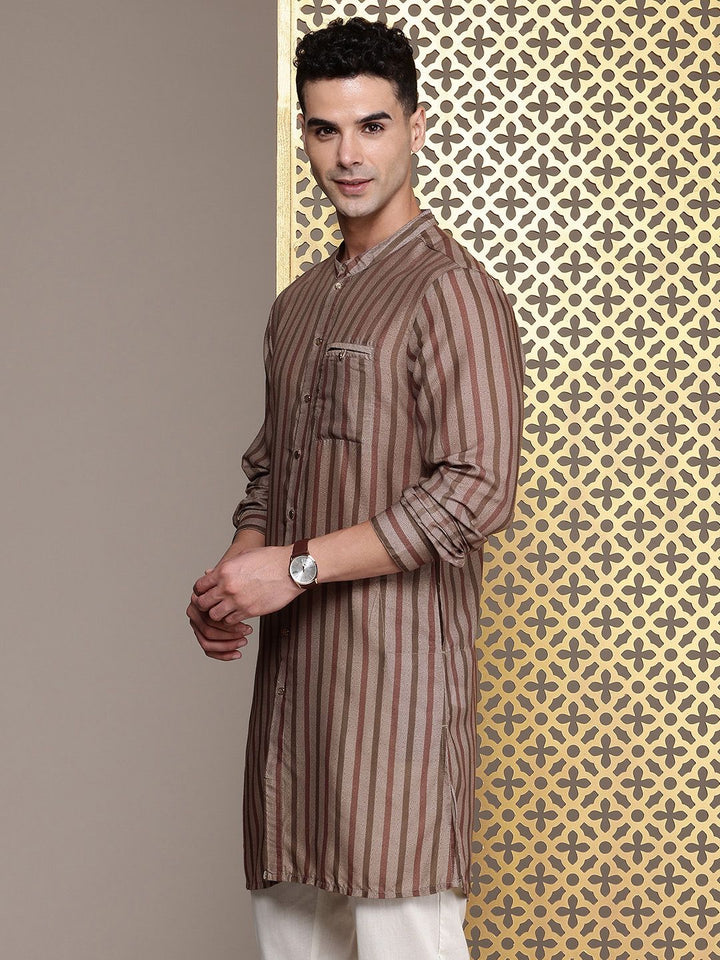 House of Pataudi Ethnic Motifs Printed & Striped Rozana Kurta