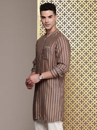House of Pataudi Ethnic Motifs Printed & Striped Rozana Kurta