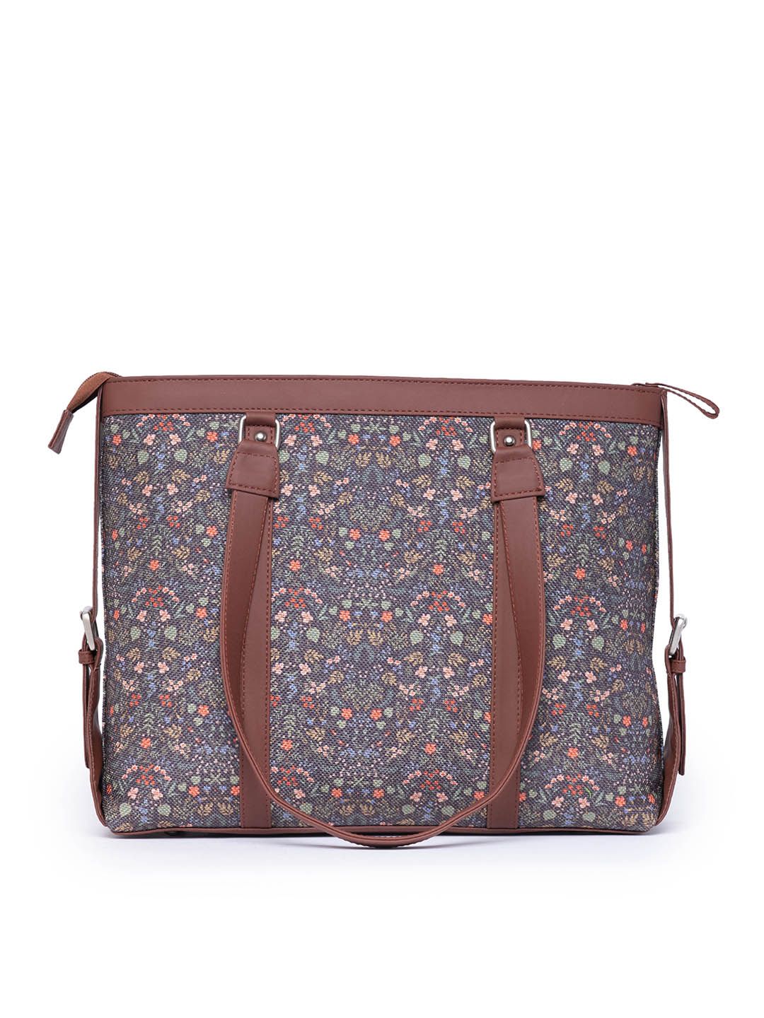 ZOUK Floral Printed Structured Shoulder Bag