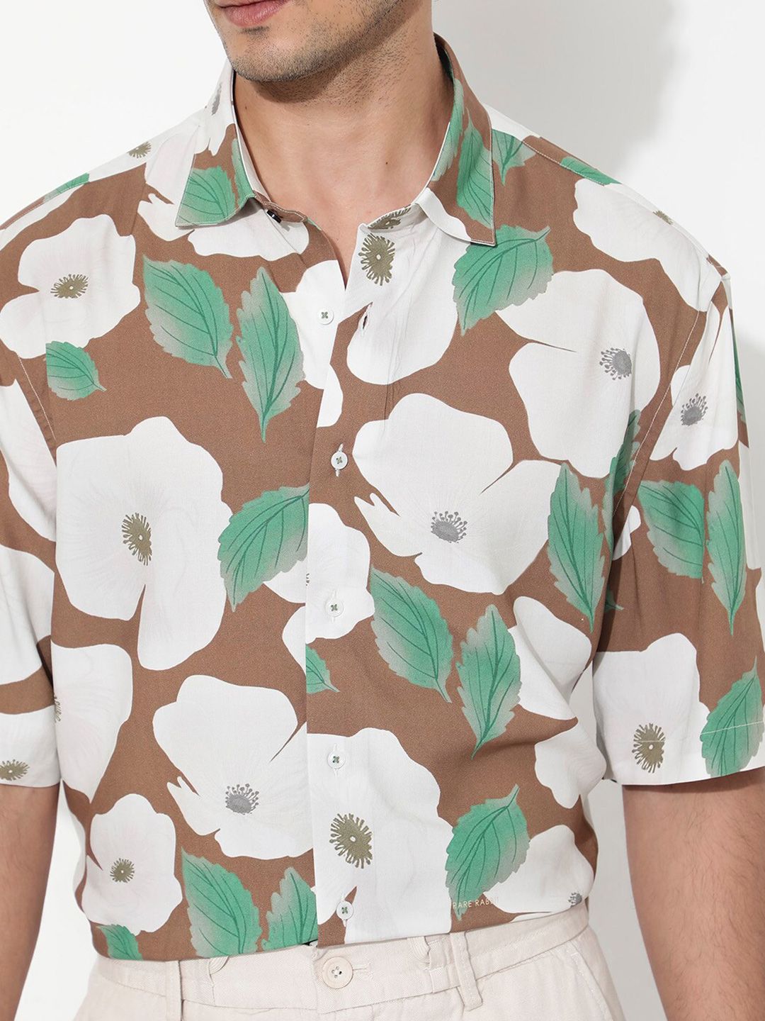 RARE RABBIT Men Yuki Boxy Opaque Floral Printed Shirt