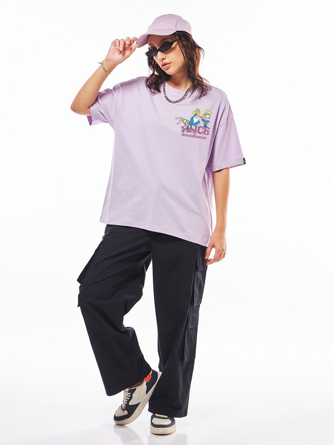 Bewakoof Women Typography Printed Round Neck Pure Cotton Oversized Disney T-shirt