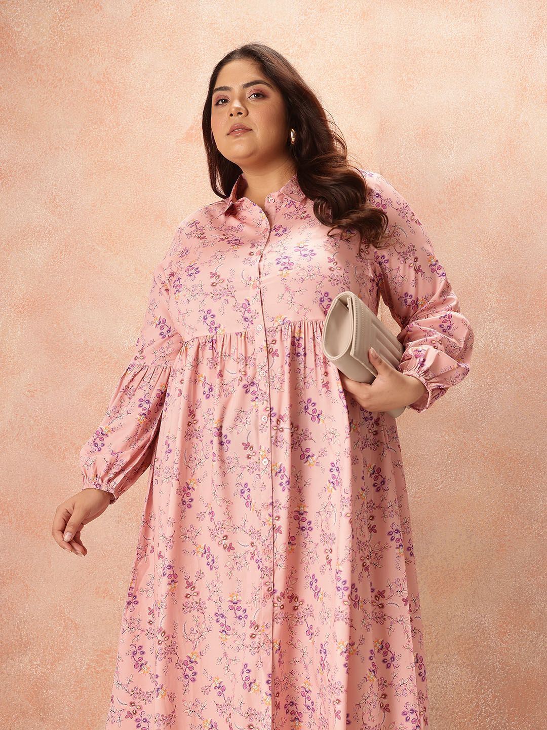 all about you Floral Print Shirt Style Midi Dress