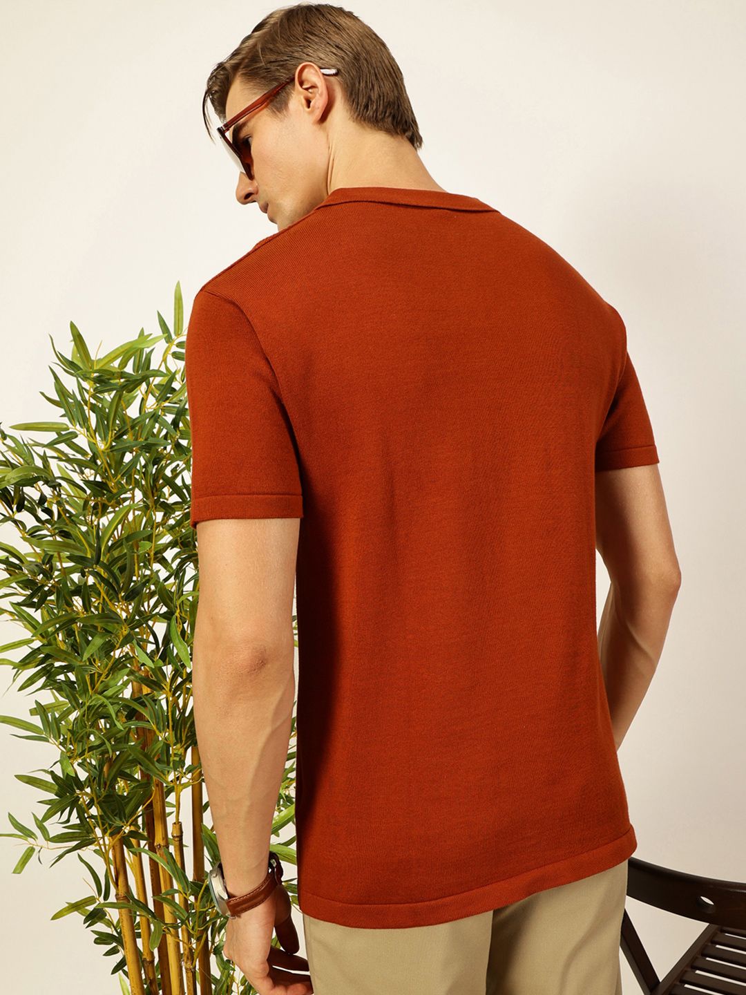Thomas Scott Men Self Design Regular Fit Knitted Polo T-shirt