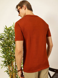 Thomas Scott Men Self Design Regular Fit Knitted Polo T-shirt