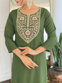 KALINI Women Floral Embroidered Regular Thread Work Kurta with Trousers & With Dupatta