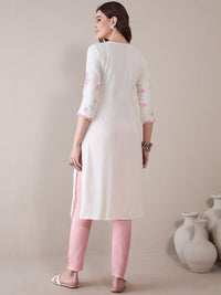 Anouk Floral Embroidered Thread Work Regular Straight Kurta