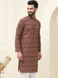 SOJANYA Men Brown Ethnic Motifs Thread Work Kurta
